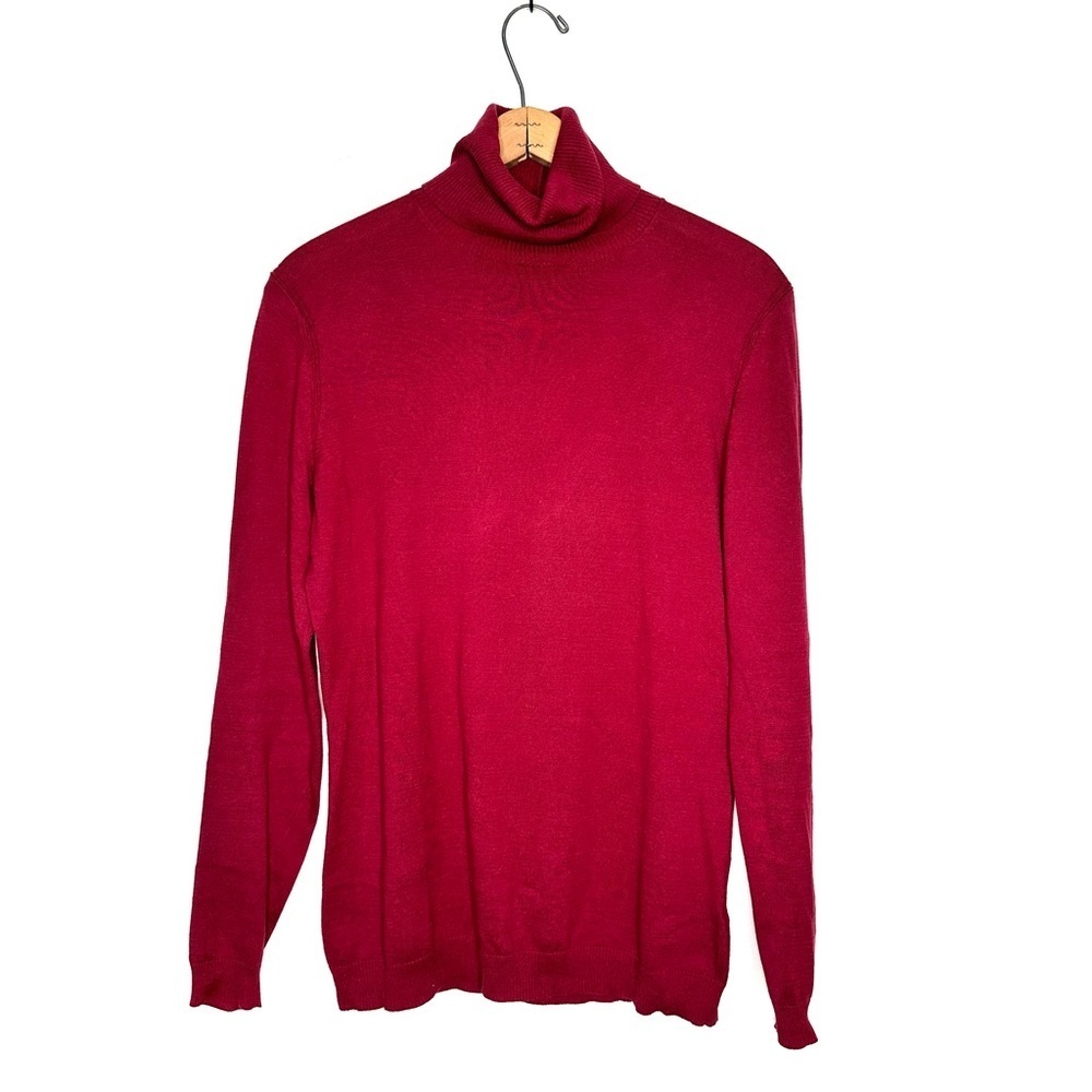 Lafayette 148 New York | Red Super 120’s Wool Turtleneck Sweater Size Medium